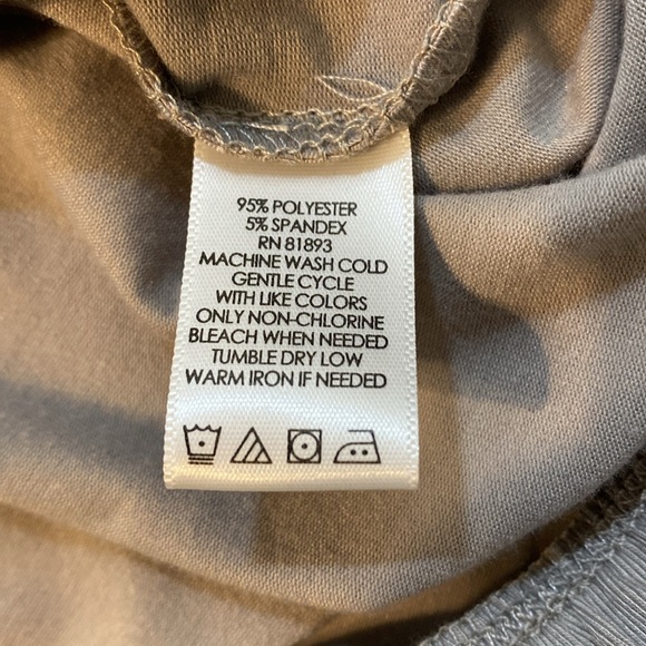 H by Halston Faux Wrap Short Sleeve Top Size M Taupe Brown Oversized Lagenlook - Picture 10 of 10